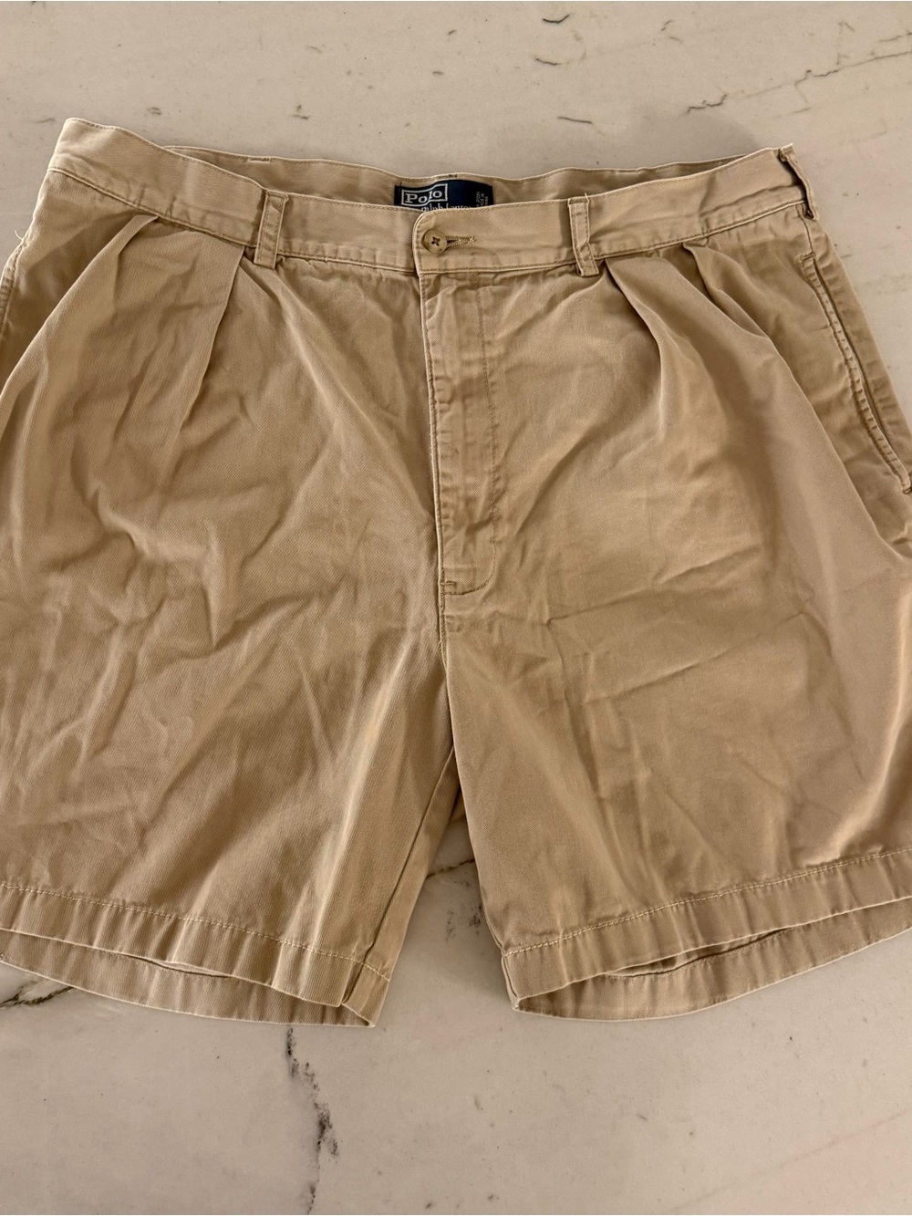 Polo Ralph Lauren Tyler Short Men's Big 40 Tall Beige Pleated Front 100% Cotton